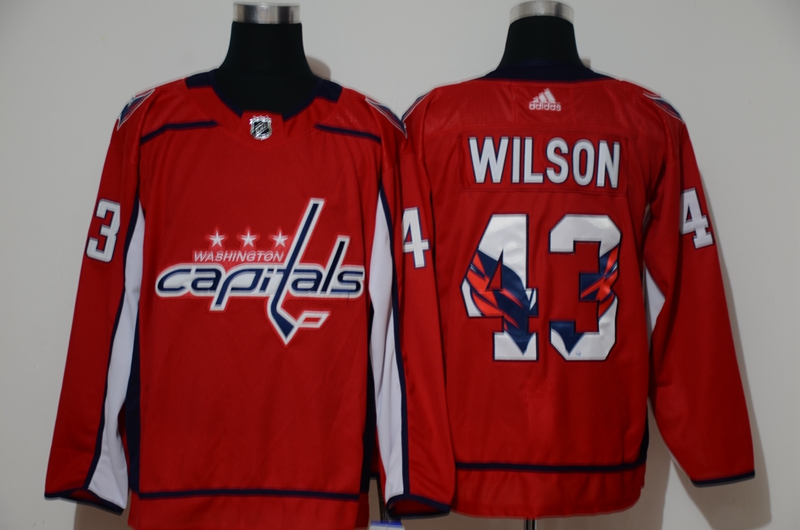 Men Washington Capitals #43 Wilson Red Adidas print NHL Jersey